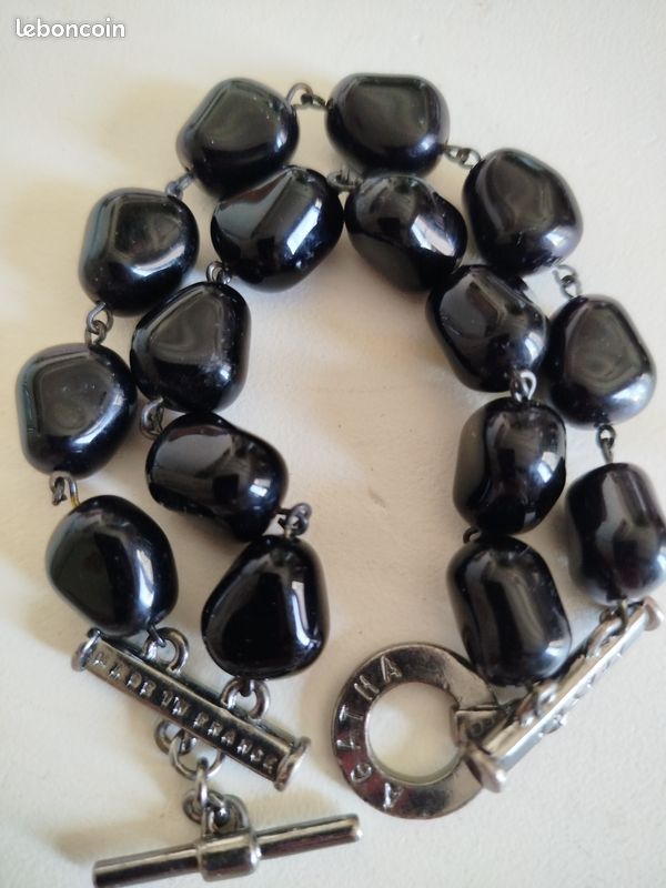 Bracelet perles noires Agatha (image 1)
