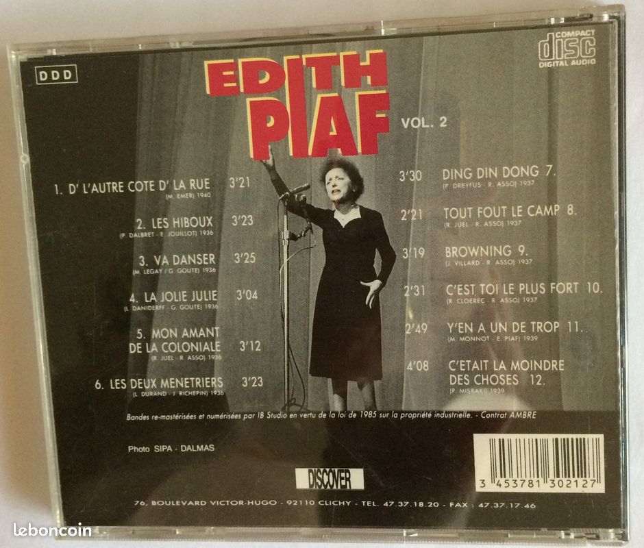CD original d'Edith PIAF Vol. 2 (image 2)