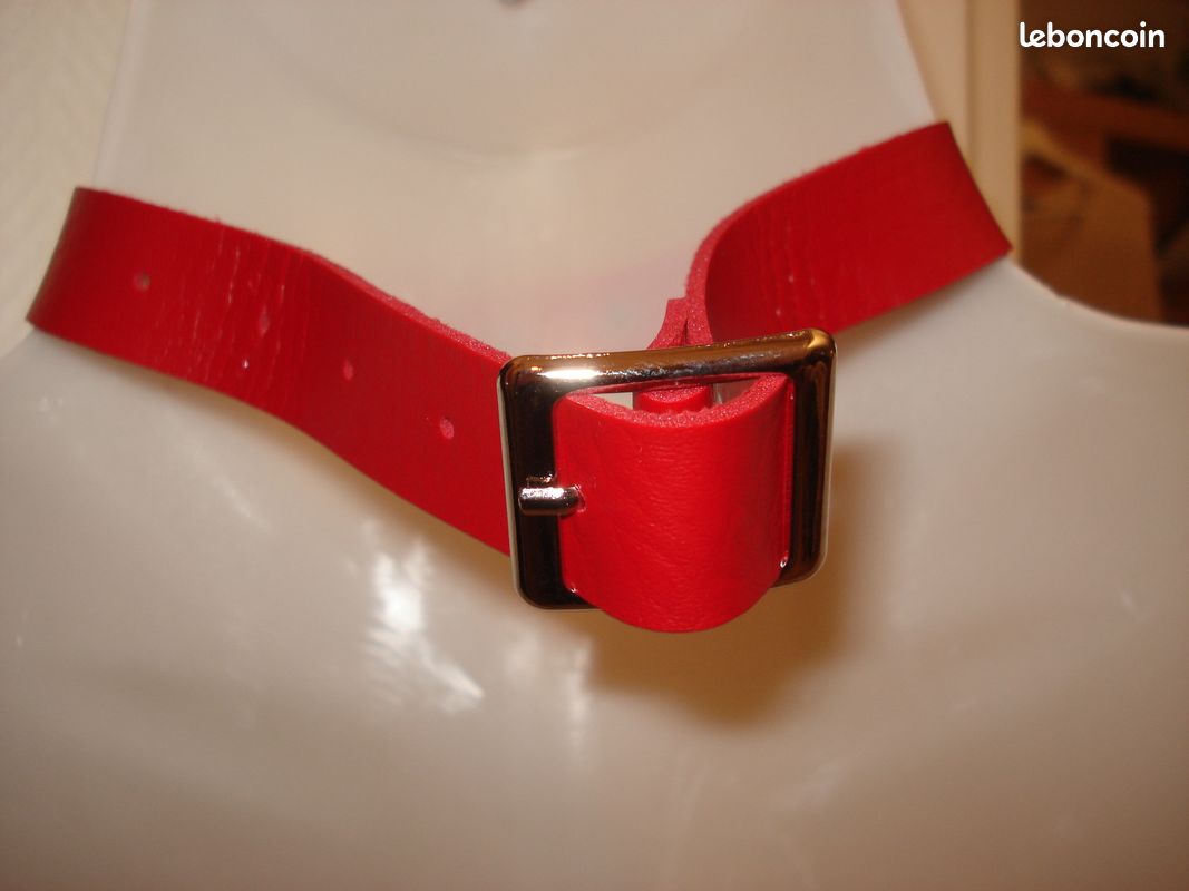 Collier ras de cou ajustable , couleur rouge (image 3)