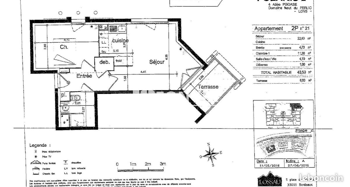 Appartement 2 pièces 44 m² · à Lons · 44 m² · 557 €/mois