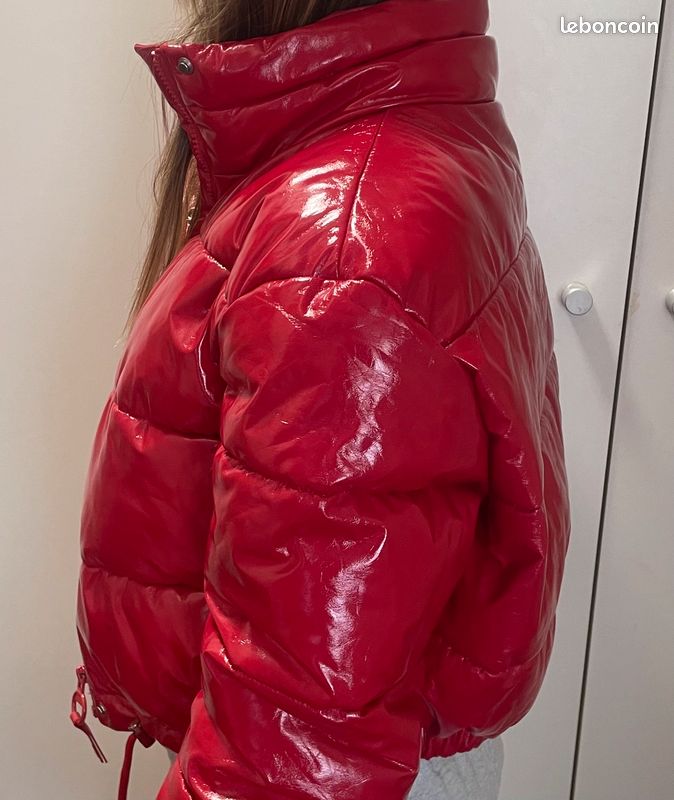 Veste Doudoune Doudoune Vinyle Rouge Doudoune Vinyle à Capuche