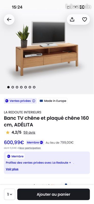 Meuble TV chêne 160cm ADELITA La redoute (image 8)