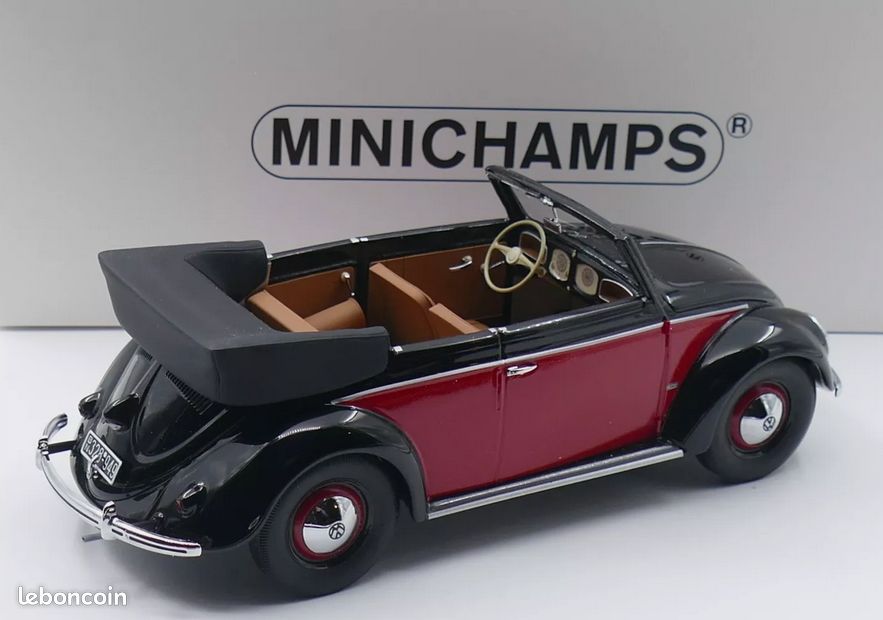 Volkswagen Coccinelle Cabriolet 1949 – Solido 1/18 – Jaune, Marron Et Noir