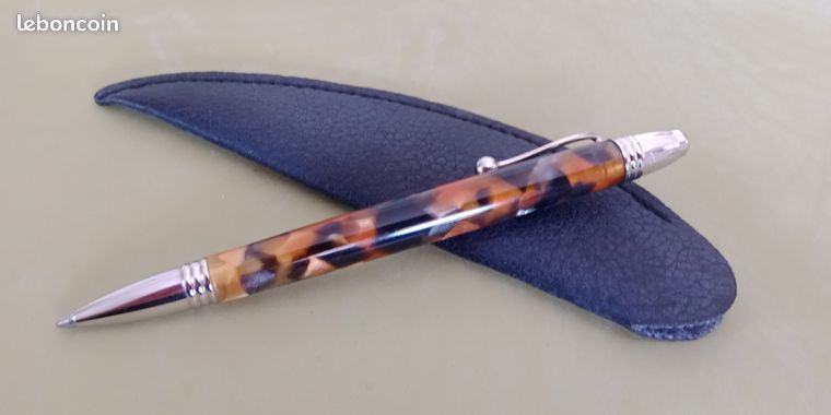 Stylo Bille Jean-Pierre Lépine En Résine Marbre Marron & Chrome - Magnifique Modèle Prestige