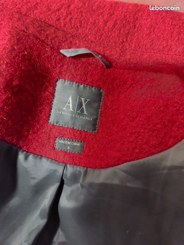 Manteau court 100% laine rouge armani S (image 7)