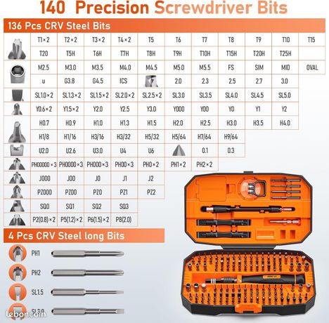 Coffret Tournevis Précision 152 En 1 – Kit Réparation Téléphone, Aimanté, Acier Chrome-vanadium