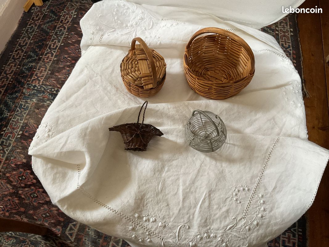 ANCIEN PETIT PANIER OSIER Tressé JOUET de PETIT FILLE COLLECTION VITRINE déco D