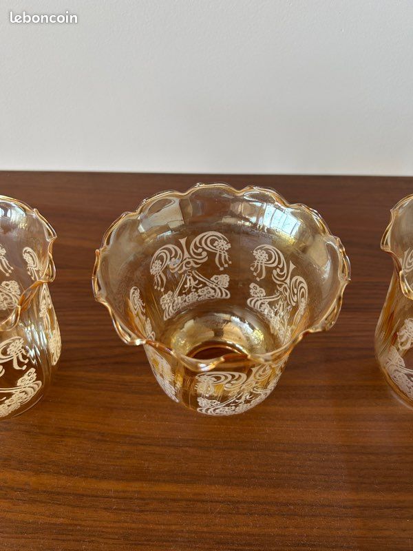 Lot de 3 globes tulipe verre ambré (image 3)