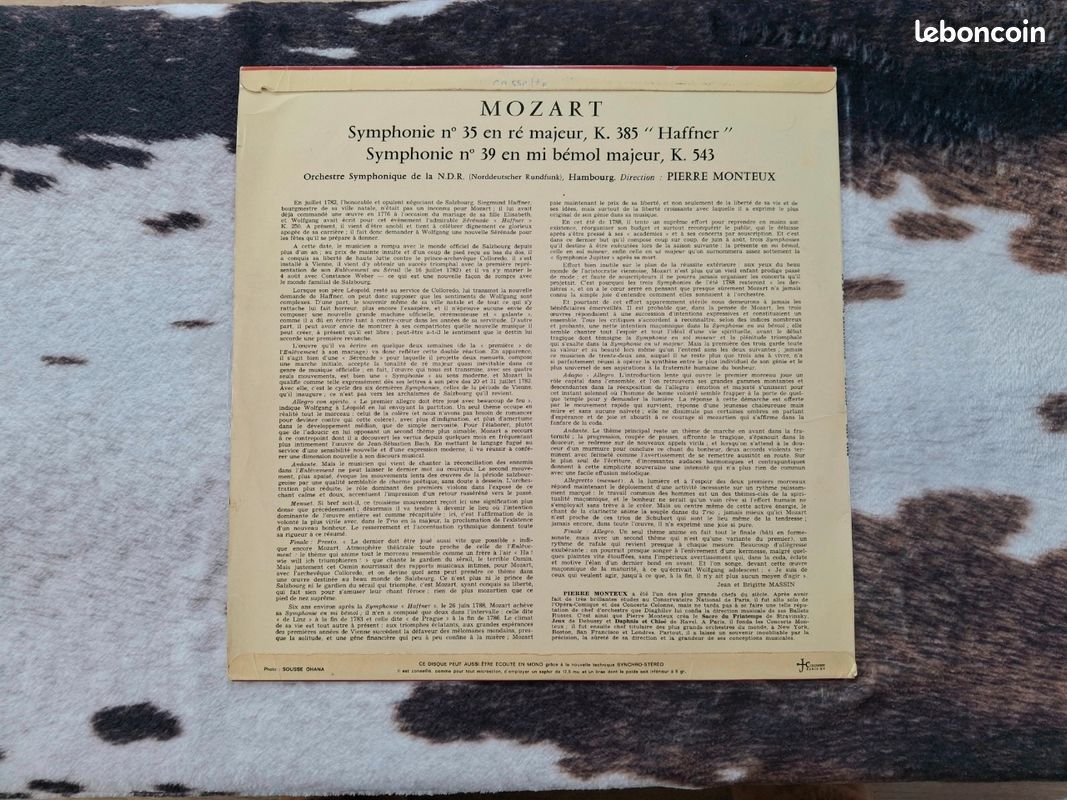 Vinyle 33 tours mozart symphonie n°35 haffner/ symphonie n°39 (image 3)
