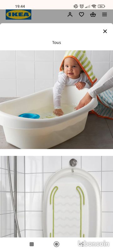 LÄTTSAM baignoire bébé Ikea
Baignoire bébé, blanc/vert (image 1)