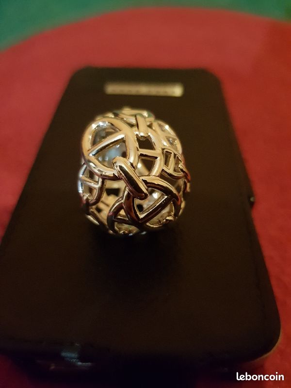 Bague chaine d'ancre bombé argent massif (image 3)