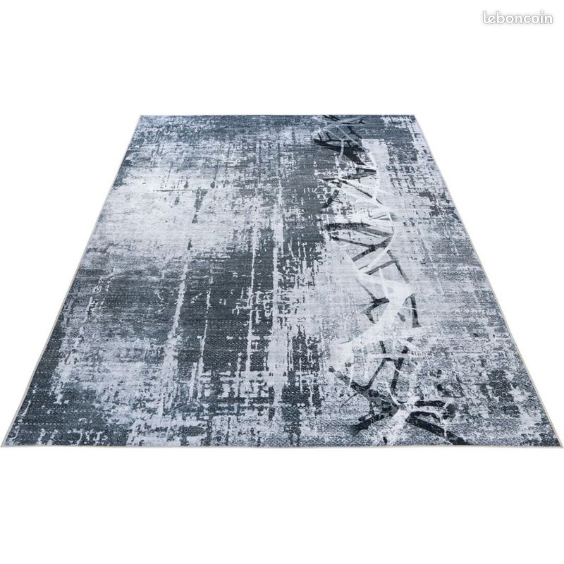 Tapis abstrait lavable en machine gris design Kimi Gris 80x150 (image 5)