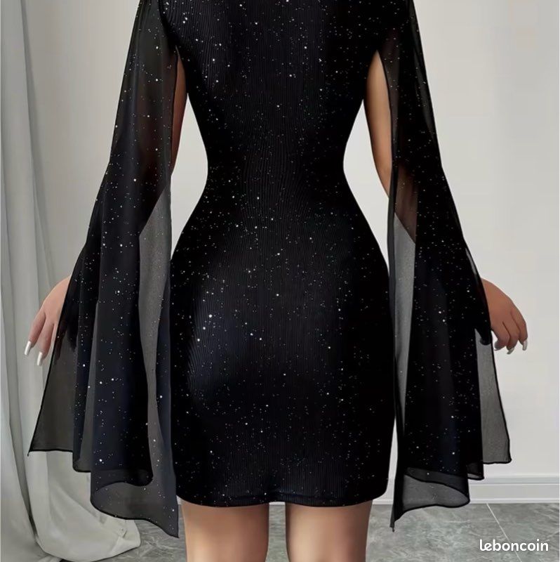 Robe courte en jean noir et blanc avec poches made in France | Julie