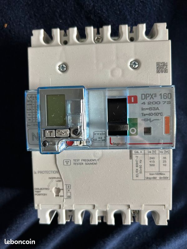 Disjoncteur magnétothermique différentiel DPX³160 pouvoir de coupure 25kA 400V~ - 4P - 63A (image 1)