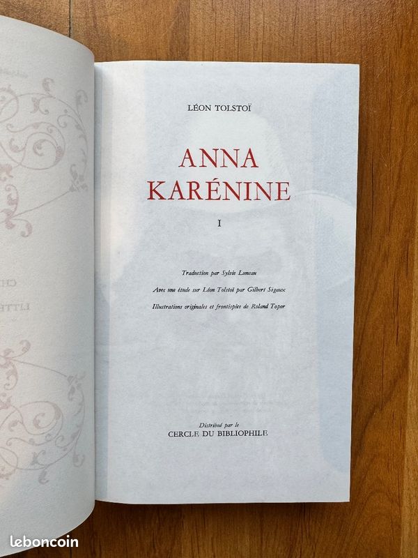 Anna Karenine Tolstoi 3 volumes reliure rouge dorée Cercle Bibliophile bon état (image 6)