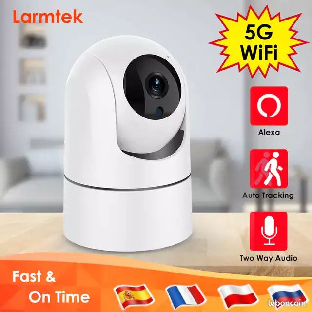 Larmtek – Mini caméra de Surveillance intérieure IP WiFi 5G 1080P, dispositif de sécurité sans fil, (image 4)