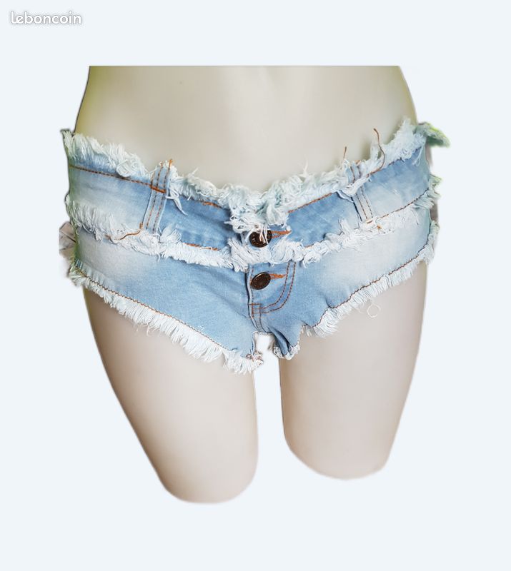 Mini short jean extensible ete 2021 super sympa sexy frange (image 1)
