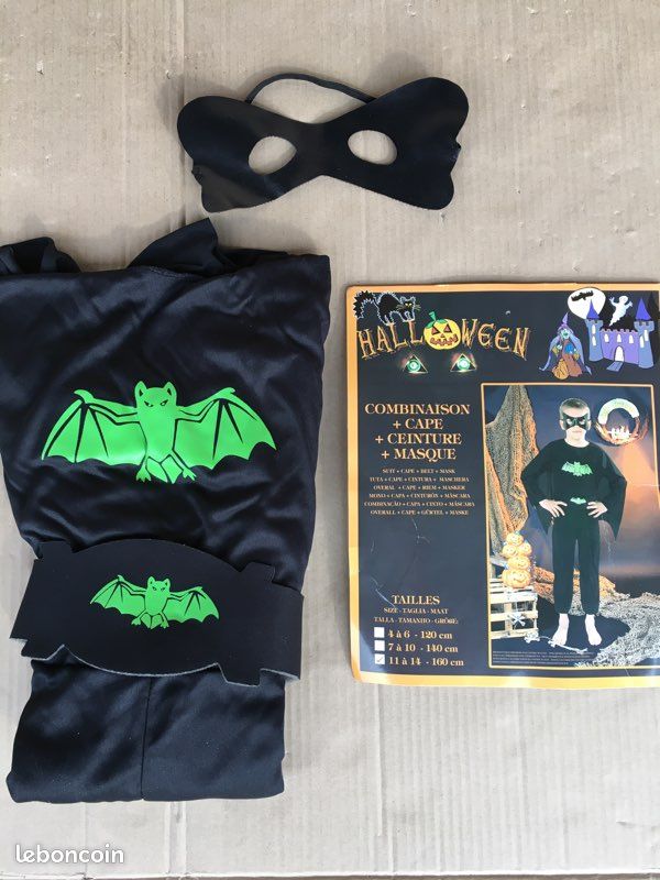 Combi + Masque + Ceinture Chauve-souris vert fluo T 160 (image 1)