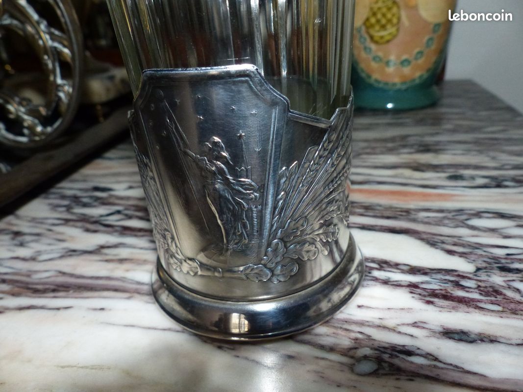 Porte-gobelet Thé Soviétique Vintage - Podstakannik Melhior - Années 70 - Argent