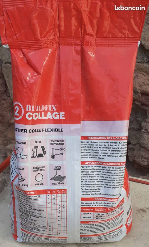Mortier colle flexible Buildfix flex multi supports (image 2)