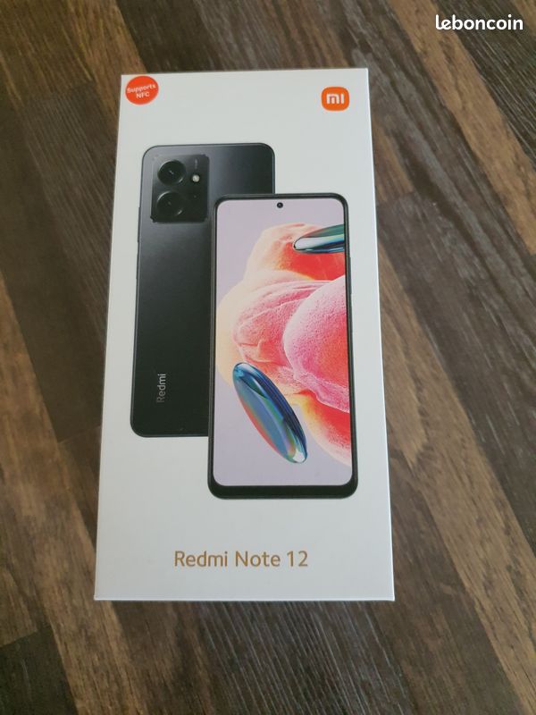 Telephone portable XIAOMI Redmi Note 12 débloqué 4GB RAM 128GB ROM avec coque à rabat (image 1)