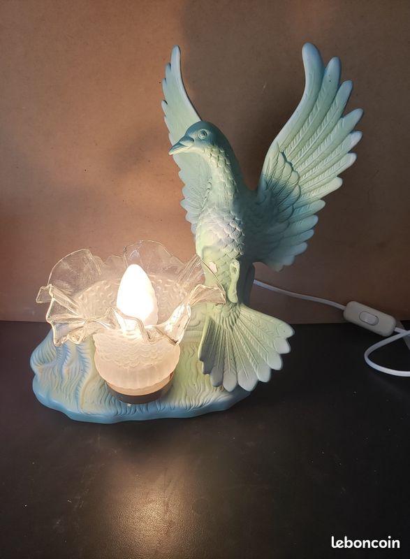 Lampe Suspension Oiseau Design Rétro Relaxdays - Abat-Jour Verre Transparent Vintage