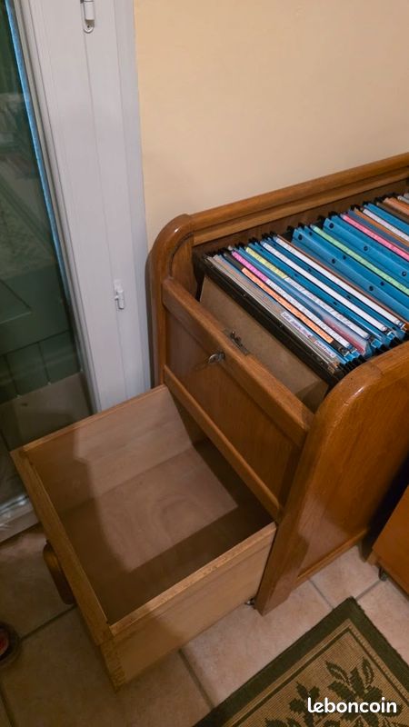 Meuble classeur d’archivage vintage à rideau coulissant en chêne (image 4)