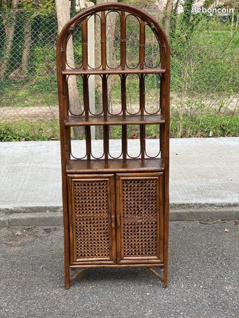 Étagère murale en rotin Vintage Marron - Vendu