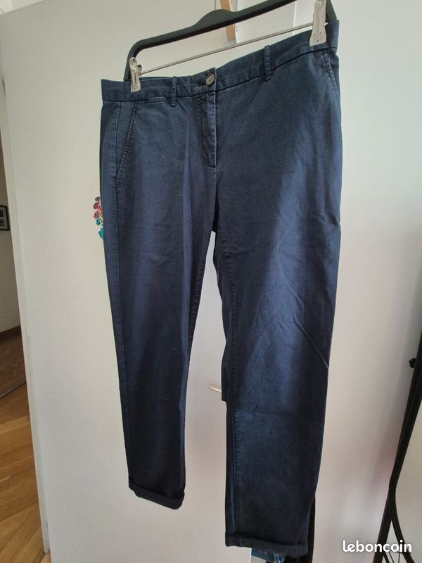 Pantalon en toile bleu marine 38 Gap (image 1)