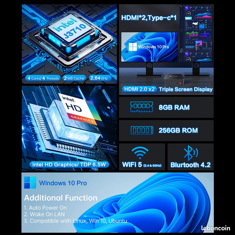 Mini Ordinateur PC MLLSE M2 Pro Intel J3710 8GB RAM 256GB SSD (image 2)