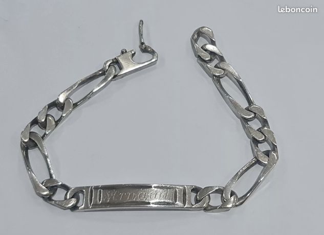 Bracelet Gourmette Ancien En Argent 925 Sterling - Style Vintage - Bijou Occasion