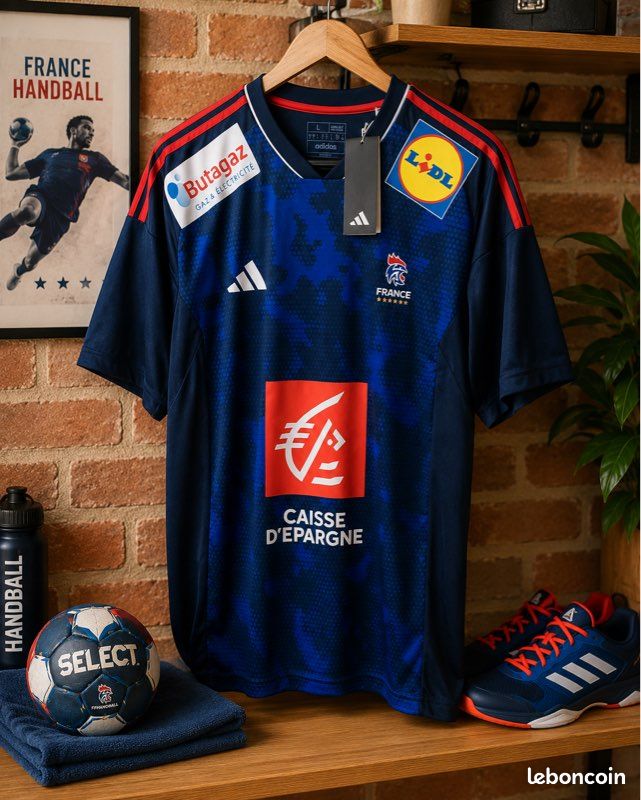 Maillot officiel France Handball Adidas 2023 – neuf avec étiquettes – taille L (image 1)