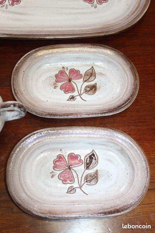 Vaisselle grès brun marron et rose, Niderviller modèle "Sandra" (années 70) (image 4)