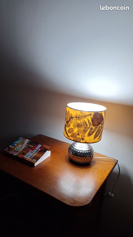 Lampe de chevet tissus ecoprint unique (image 1)