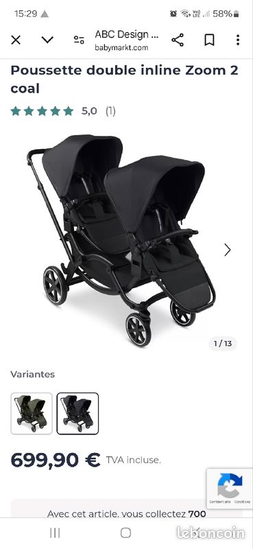 Poussette double ABC design Équipement bébé