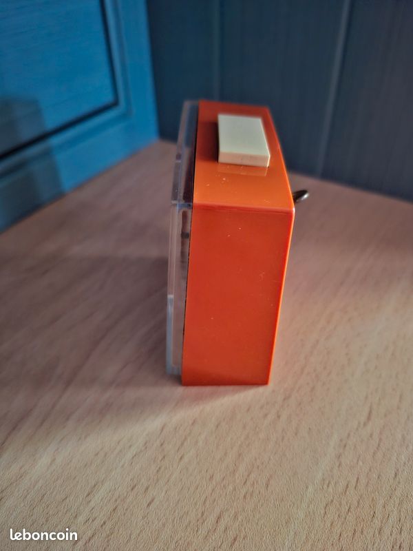 Réveil pendule horloge jerger made in germany orange vintage ancien rétro collection déco stylé jaz space age (image 6)