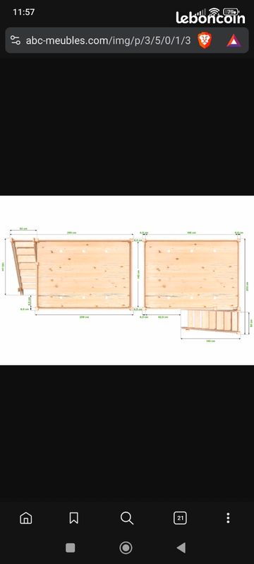 Lit mezzanine 140*200 blanc ABC meubles (image 8)