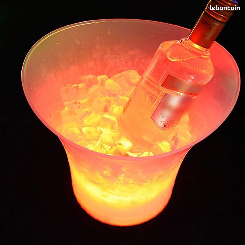 Seau à glace Lumineux 5L LED multicoloré - Pour champagne, vin, boissons, bière - Pour bar (image 3)