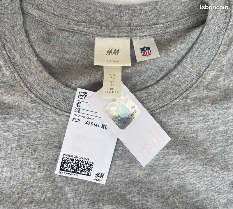 T-shirt H&M Noir Pour Homme - Taille XS - Occasion Très Bon état