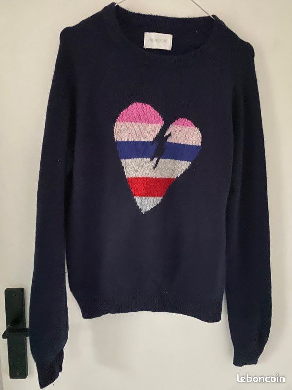 Zadig Voltaire pull en cachemire bleu marine avec cœur modèle