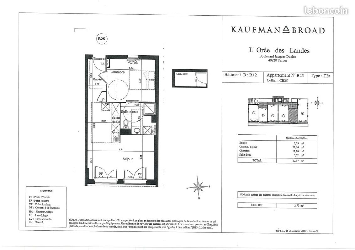 Appartement 2 pièces 43 m² · à Tarnos · 43 m² · 588 €/mois