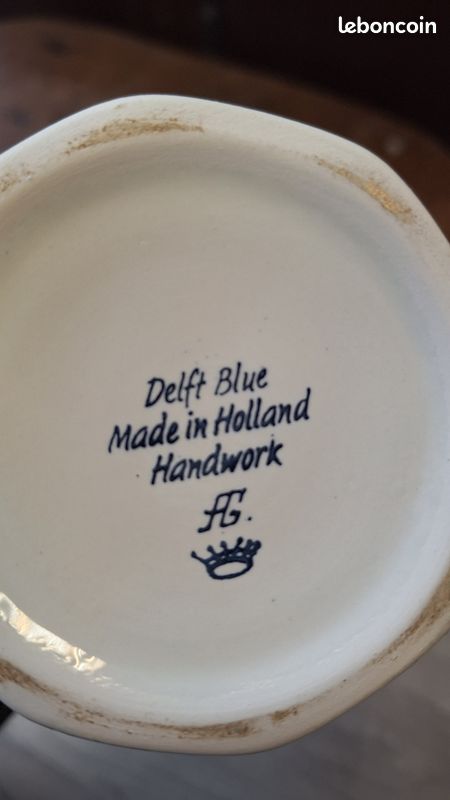 Lampe à Pétrole Delft Blue En Céramique Et Verre - Hollande Vintage - Complète 48,5 Cm