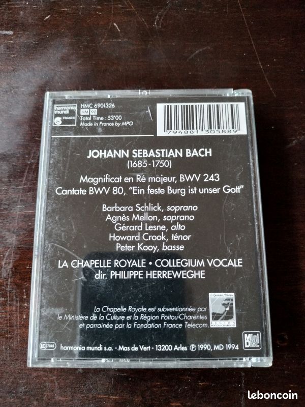 Minidisc BACH Magnificat Philippe Herreweghe CD Musique