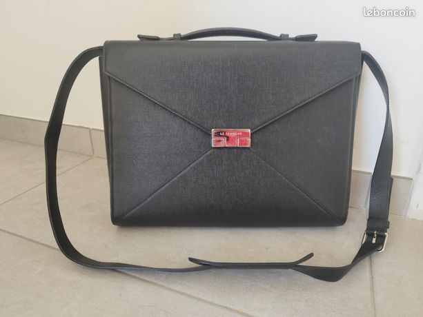 Sacoche Porté Main Vintage LE TANNEUR En Cuir Noir - Modèle Marin, Occasion