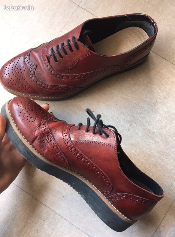 Chaussures Derby rouges en cuir Eram (image 1)