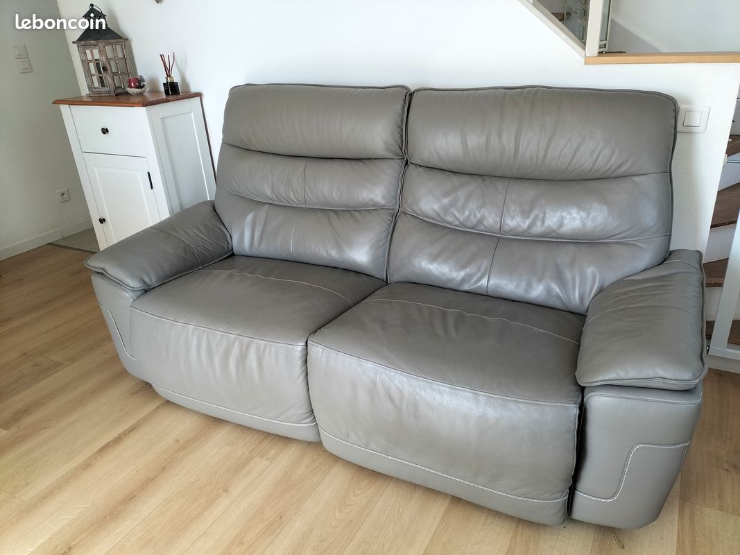 Canapé cuir taupe (image 3)