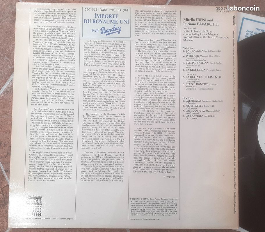 Lot de 4 albums vinyles 33 tr Pavarotti (image 13)
