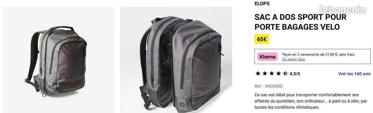 Elops Speed Sac A Dos VÃ©lo Velo Taf Velo Voyage Homme Sacoches