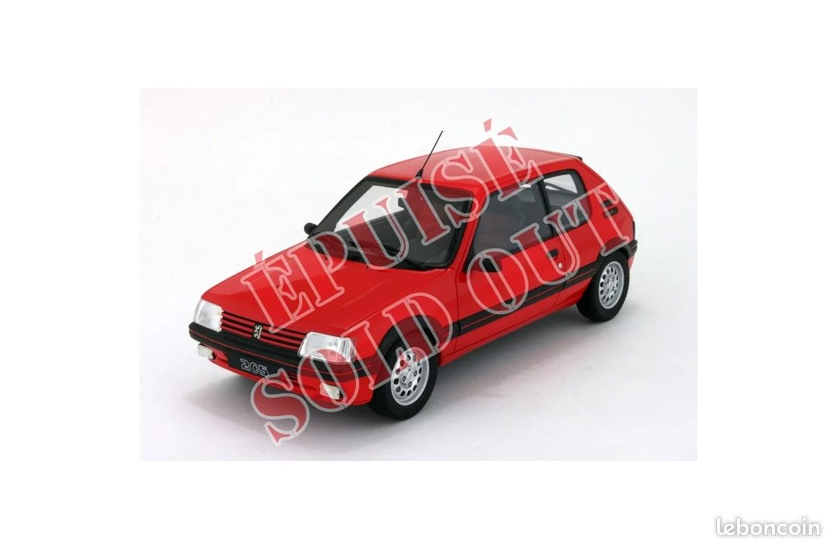Otto Mobile 1/18 Peugeot 205 GTI 1600 - Rouge - Résine OT515 (occasion)