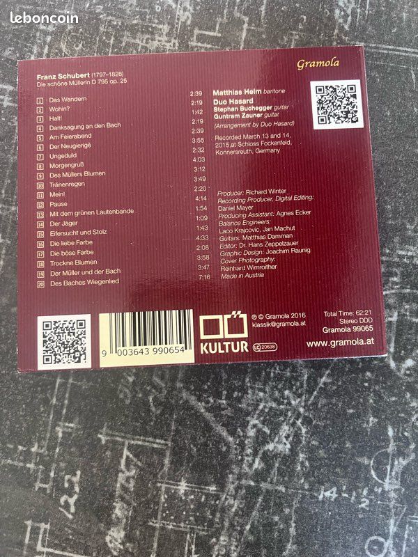 Franz Schubert Die schöne Müllerin CD Gramola Matthias Helm (image 2)